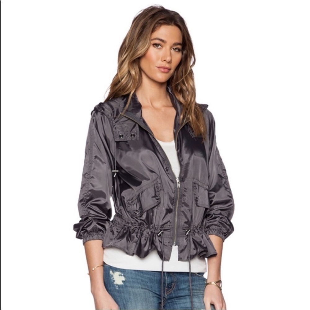 Free People Charcoal Parachute Windbreaker Jacket Size Small